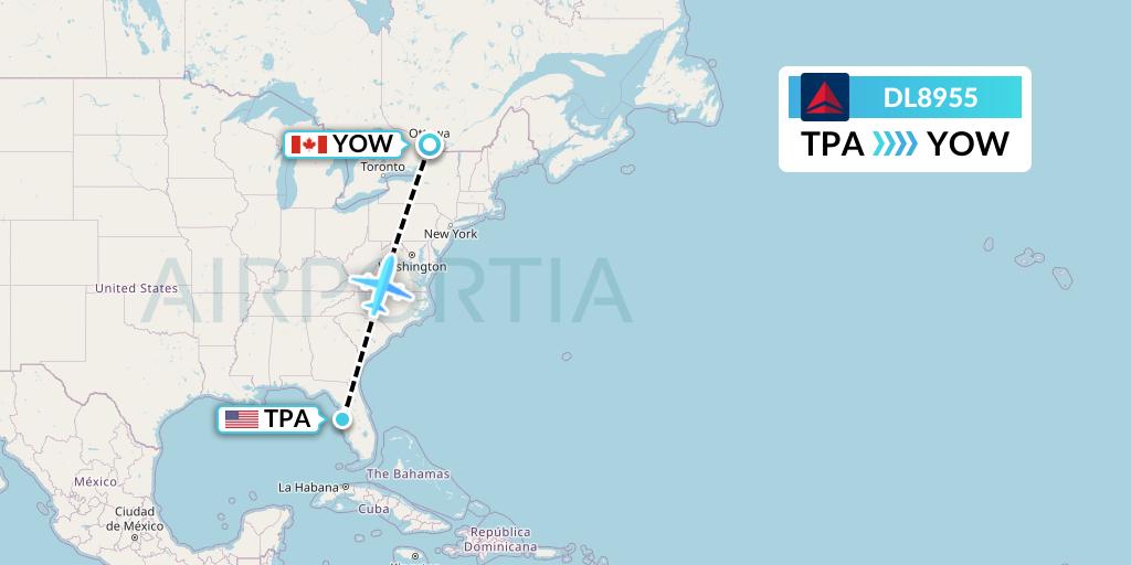 DL8955 Flight Status Delta Air Lines Tampa to Ottawa (DAL8955)