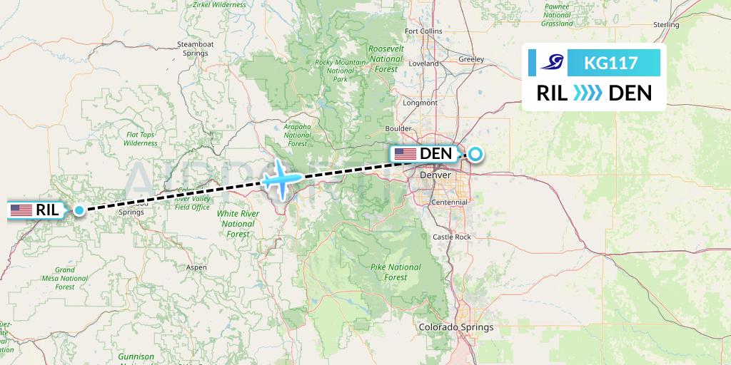 KG117 Key Lime Air Flight Map: Rifle to Denver