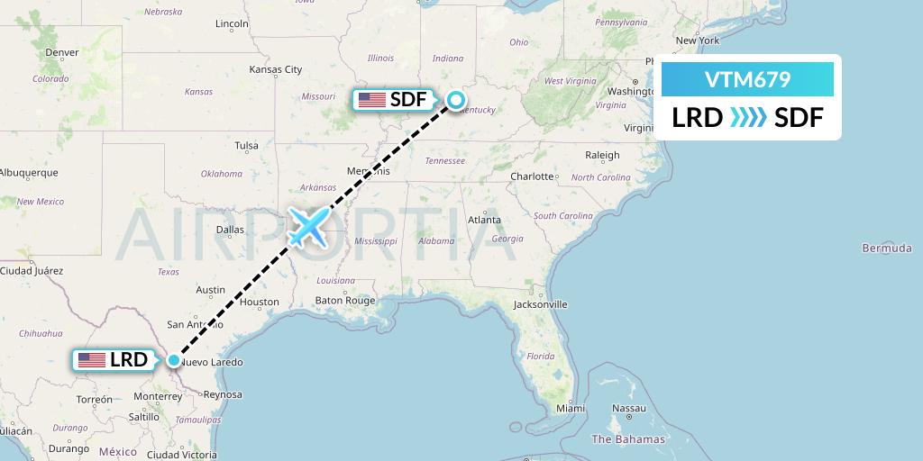 VTM679 Aeronaves TSM Flight Map: Laredo to Louisville