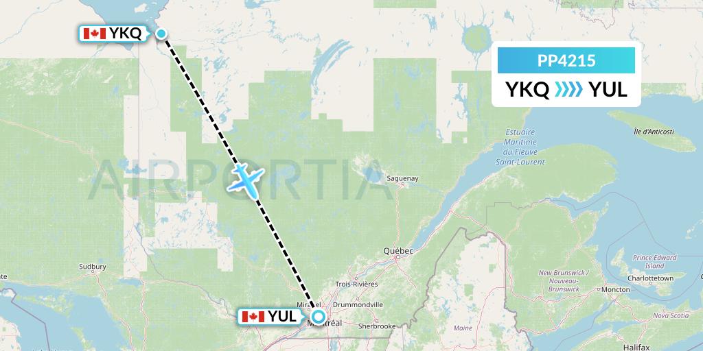 PP4215 Jet Aviation Business Jets Flight Map: Waskaganish to Montreal