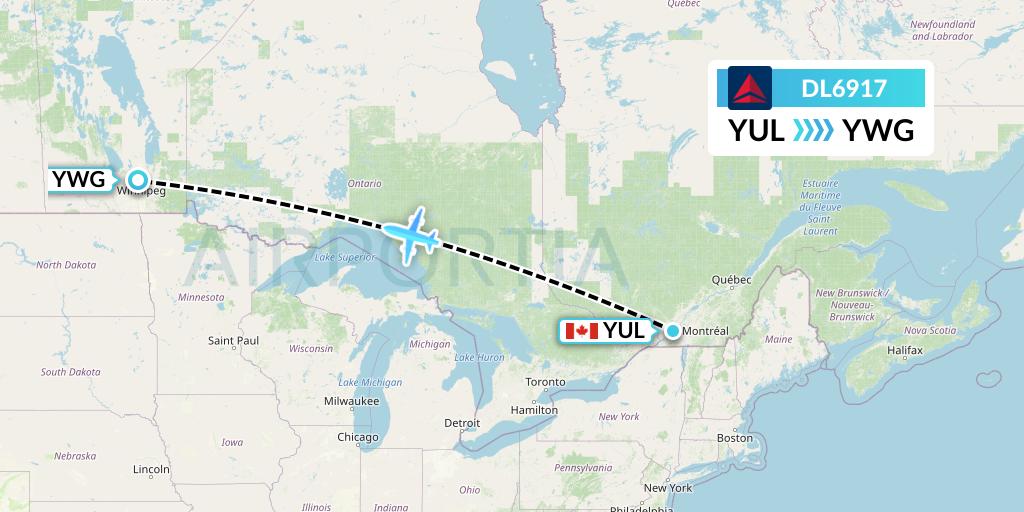 DL6917 Flight Status Delta Air Lines Montreal to Winnipeg (DAL6917)