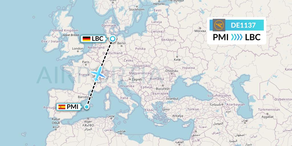 DE1137 Flight Status Condor Palma de Mallorca to Lubeck (CFG1137)