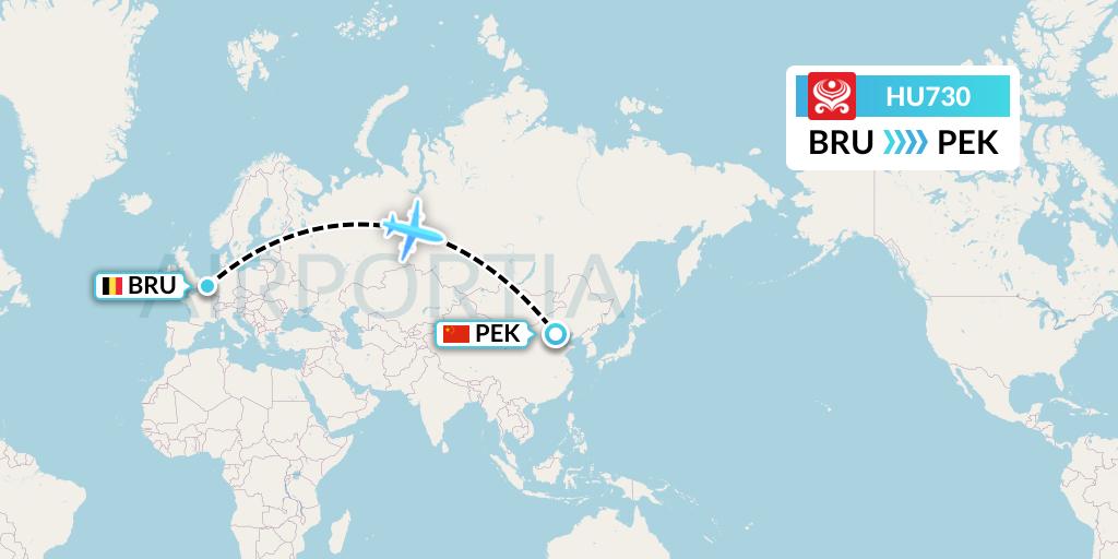 HU730 Hainan Airlines Flight Map: Brussels to Beijing