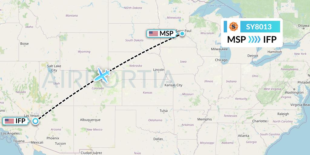 SY8013 Sun Country Airlines Flight Map: Minneapolis to Bullhead City
