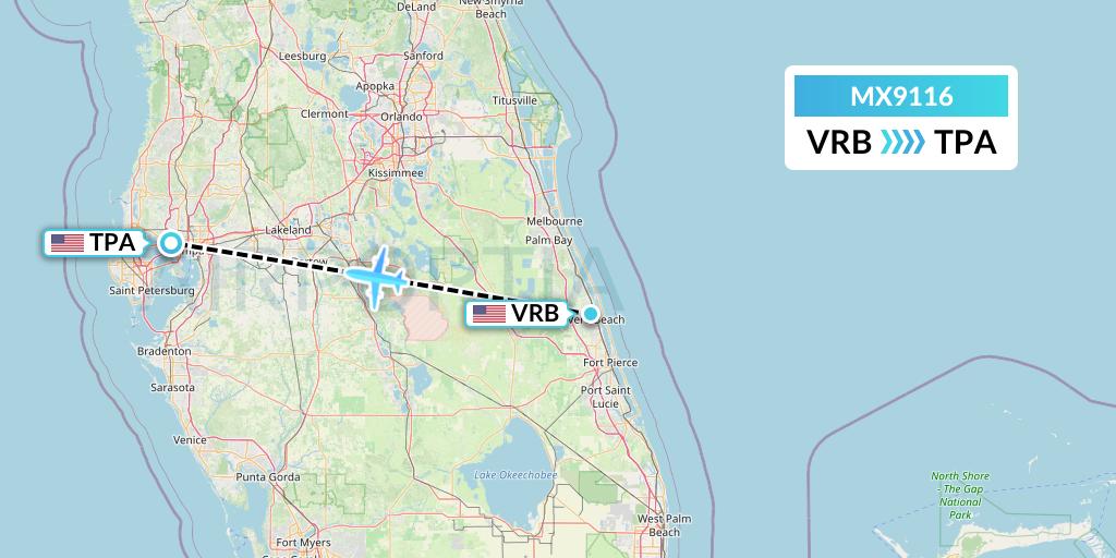 MX9116 Flight Status Breeze Airways Vero Beach to Tampa (MXY9116)