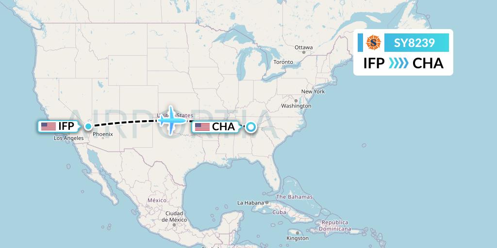 SY8239 Sun Country Airlines Flight Map: Bullhead City to Chattanooga