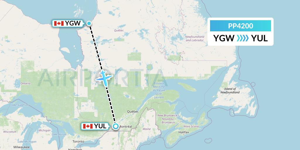PP4200 Jet Aviation Business Jets Flight Map: Kuujjuarapik to Montreal
