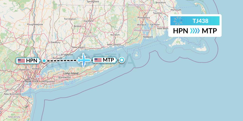 TJ438 Tradewind Aviation Flight Map: White Plains to Montauk