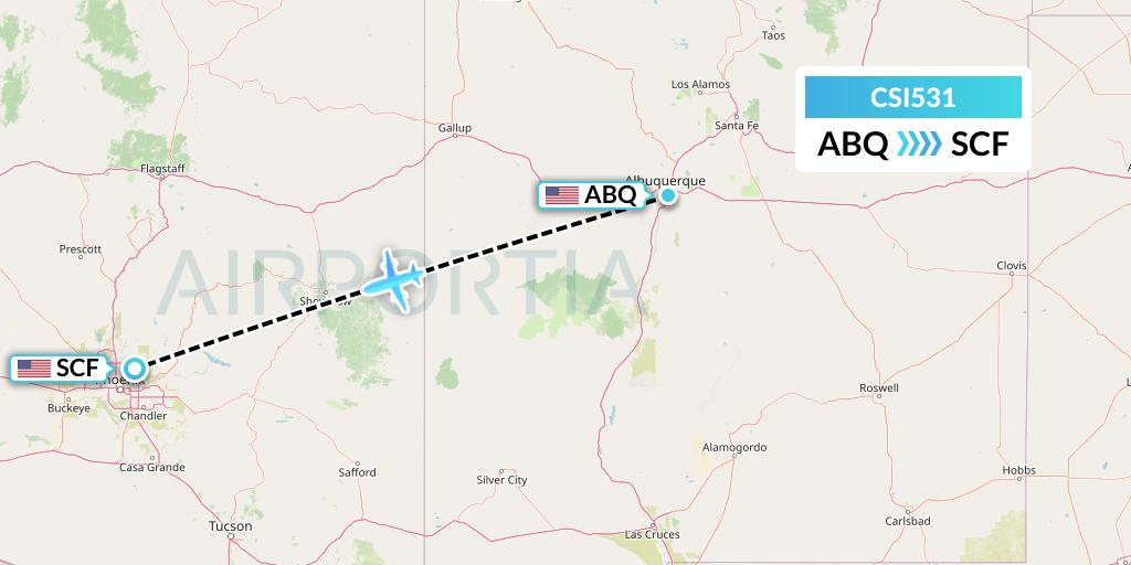 CSI531 Csi Aviation Flight Map: Albuquerque to Scottsdale