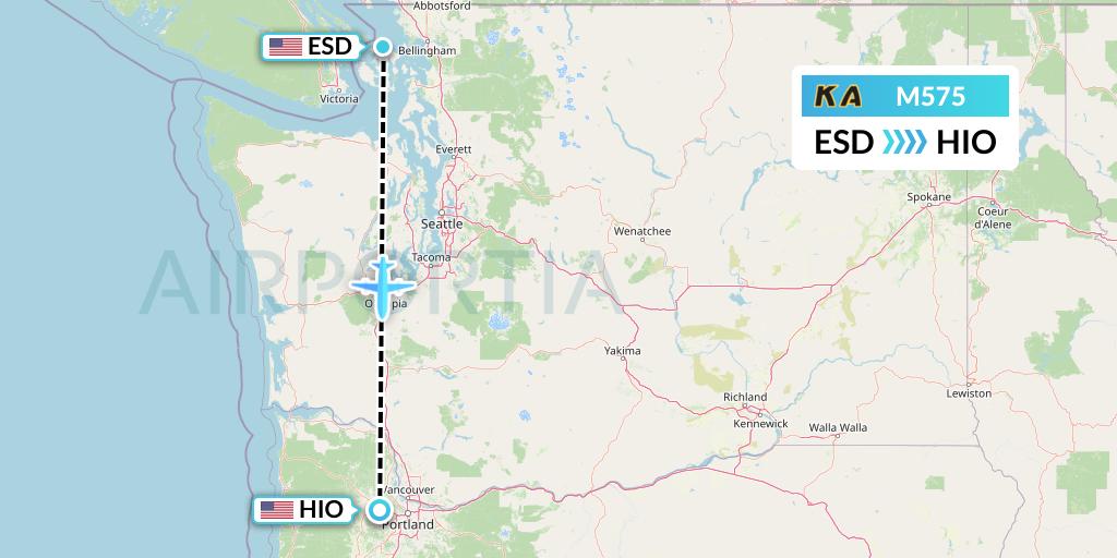 M575 Kenmore Air Flight Map: Eastsound to Portland