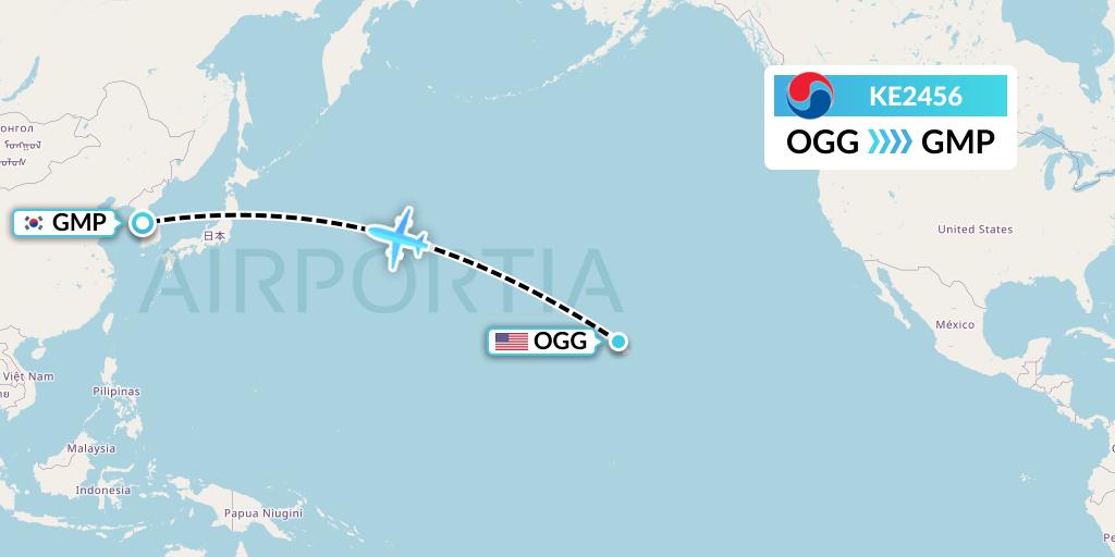 KE2456 Flight Status Korean Air Kahului to Seoul (KAL2456)