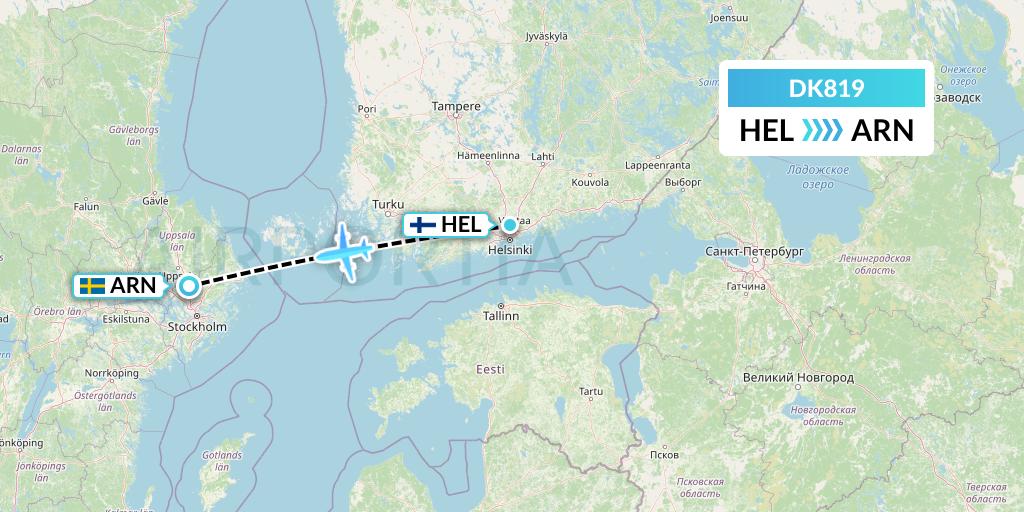 DK819 Thomas Cook Airlines Scandinavia Flight Map: Helsinki to Stockholm