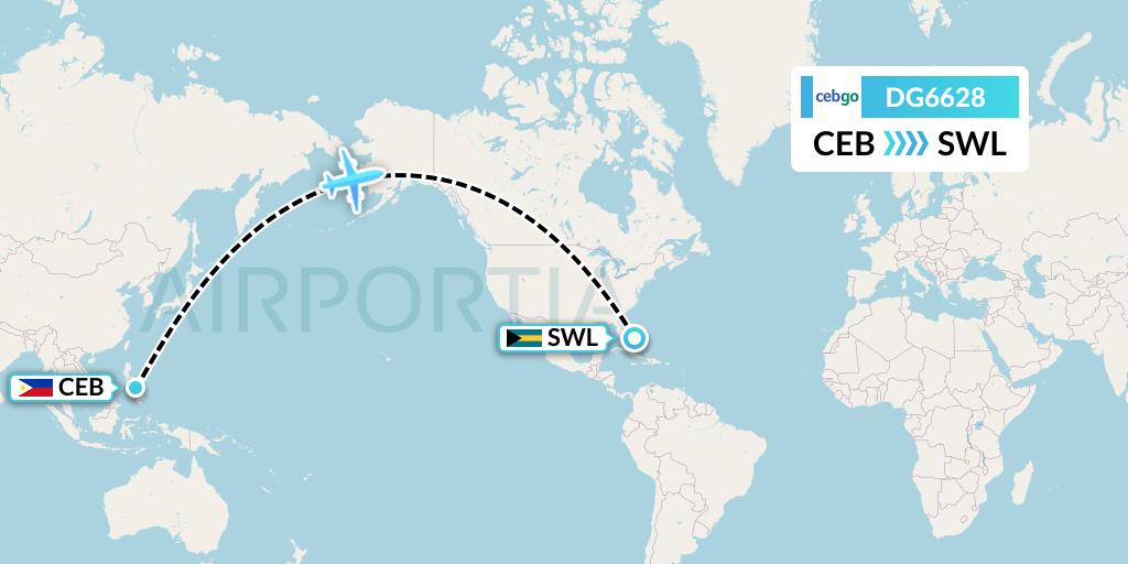 DG6628 Cebgo Flight Map: Cebu to Spanish Wells