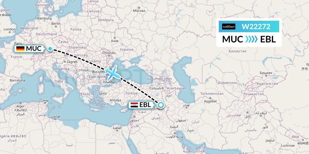W22272 Flex Flight Flight Map: Munich to Arbil