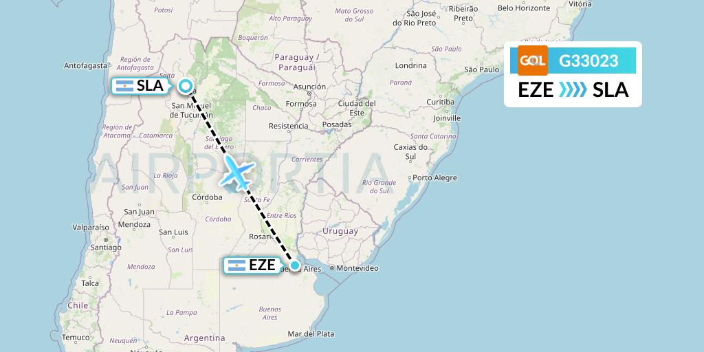 G33023 GOL Transportes Aeros Flight Map: Buenos Aires to Salta