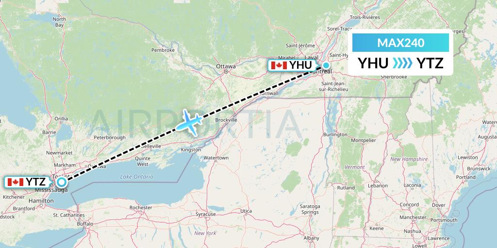 MAX240 Max Aviation Flight Map: Montreal to Toronto