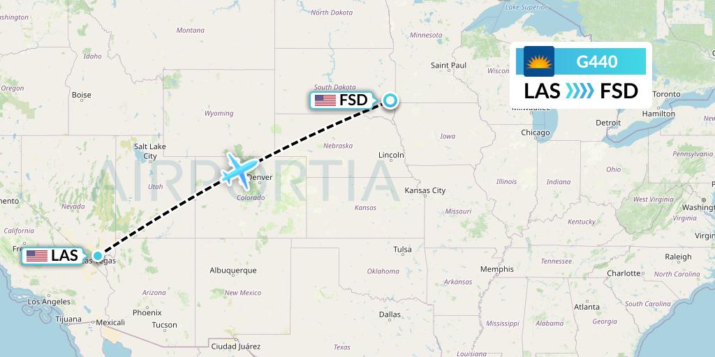 G440 Allegiant Air Flight Map: Las Vegas to Sioux Falls