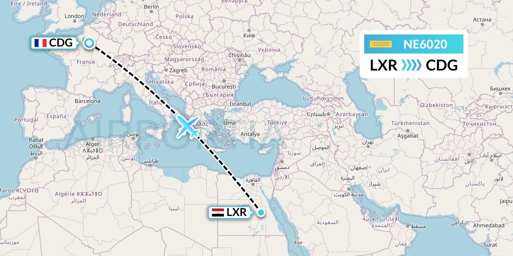 NE6020 Nesma Airlines Flight Map: Luxor to Paris