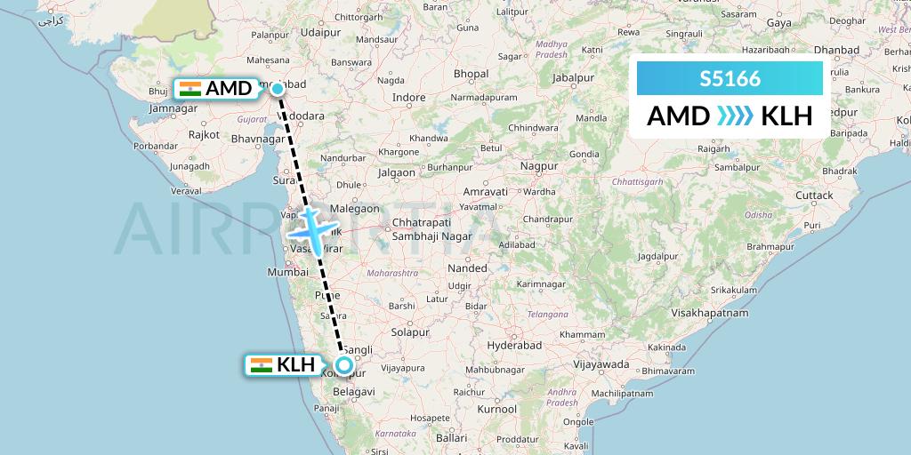 S5166 Star Air Flight Map: Ahmedabad to India
