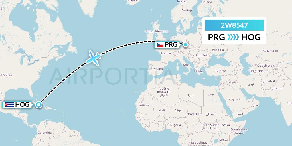 2W8547 World 2 Fly Flight Map: Prague to Holguin