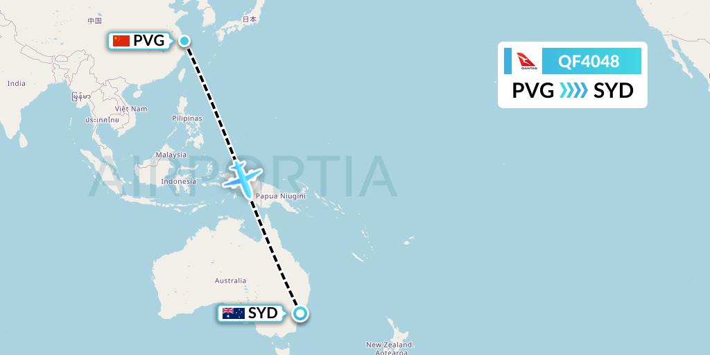 QF4048 Qantas Flight Map: Shanghai to Sydney