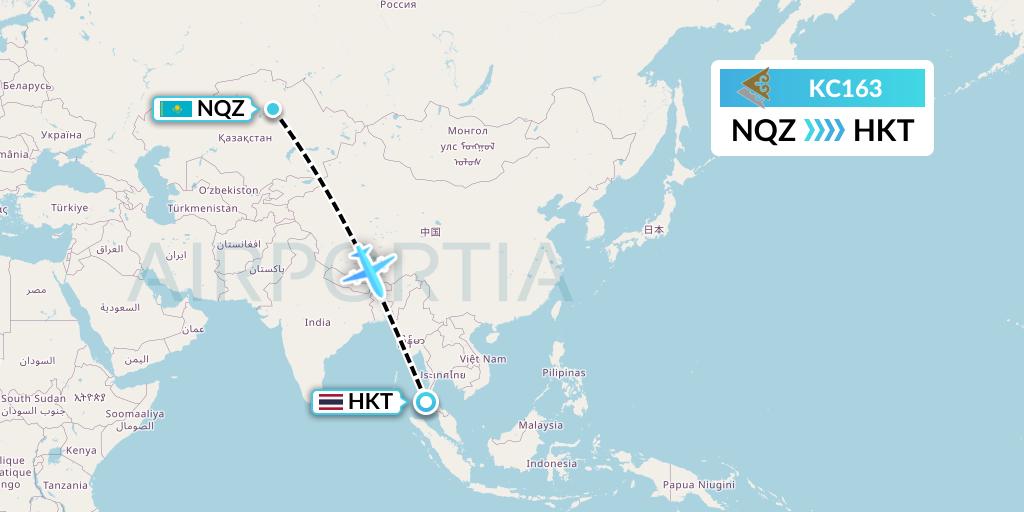 KC163 Air Astana Flight Map: Astana to Phuket