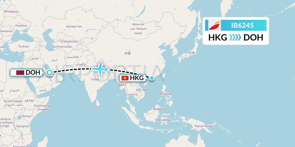 IB6245 Iberia Flight Map: Hong Kong to Doha