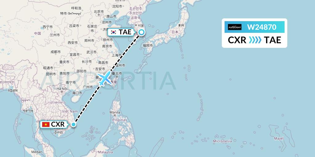 W24870 Flex Flight Flight Map: Nha Trang to Daegu