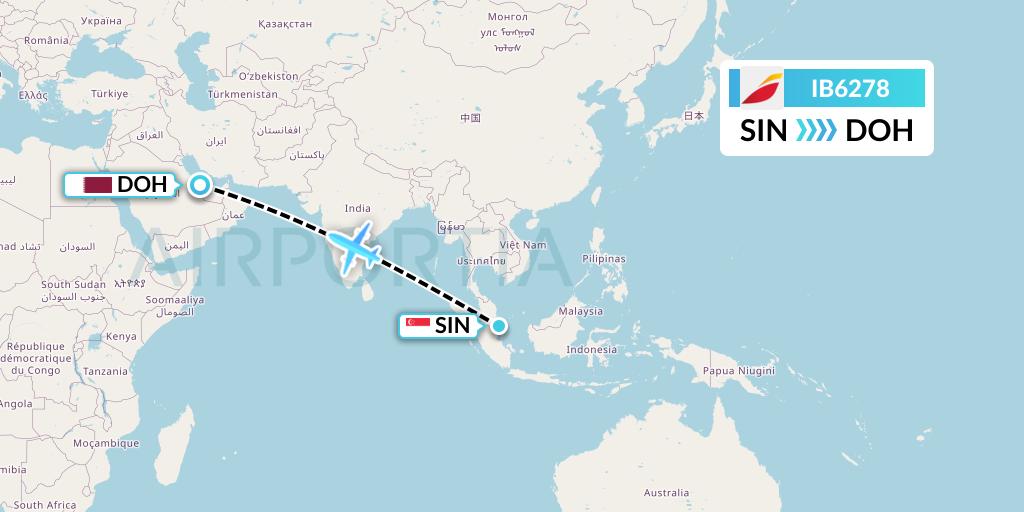 IB6278 Iberia Flight Map: Singapore to Doha