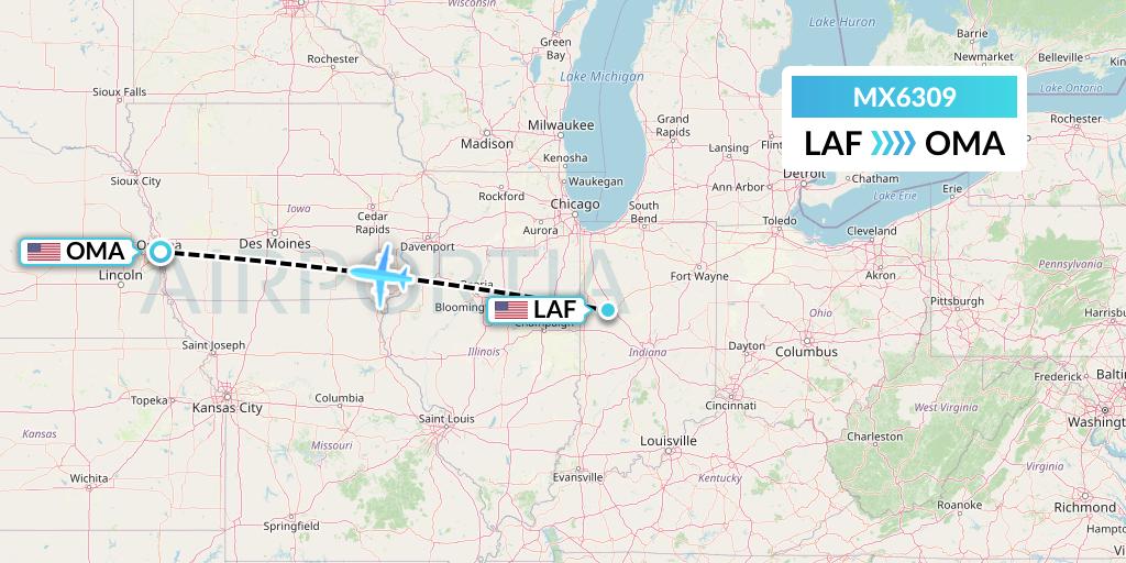 MX6309 Flight Status Breeze Airways Lafayette to Omaha (MXY6309)