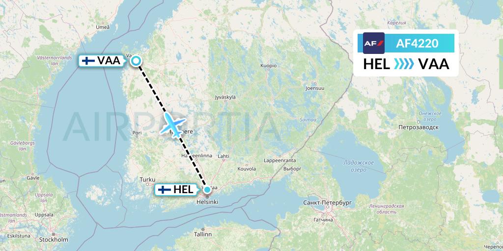 AF4220 Air France Flight Map: Helsinki to Vaasa