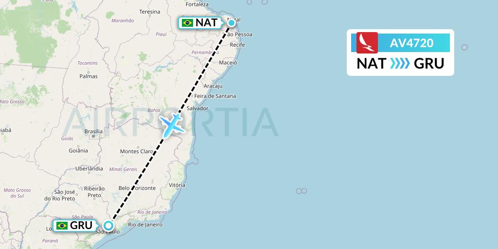 AV4720 Avianca Flight Map: Natal to Sao Paulo