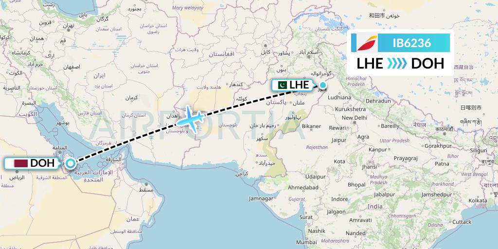 IB6236 Iberia Flight Map: Lahore to Doha