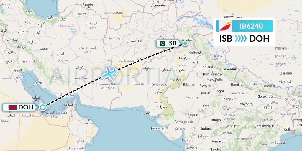 IB6240 Iberia Flight Map: Islamabad to Doha