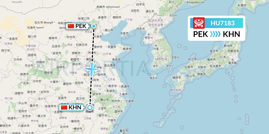 HU7183 Hainan Airlines Flight Map: Beijing to Nanchang