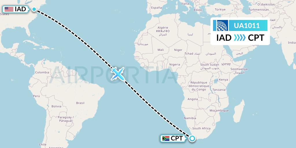 UA1011 Flight Status United Airlines Washington to Cape Town (UAL1011)