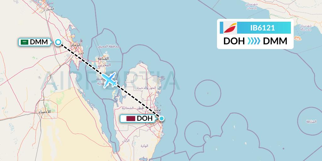 IB6121 Iberia Flight Map: Doha to Dammam