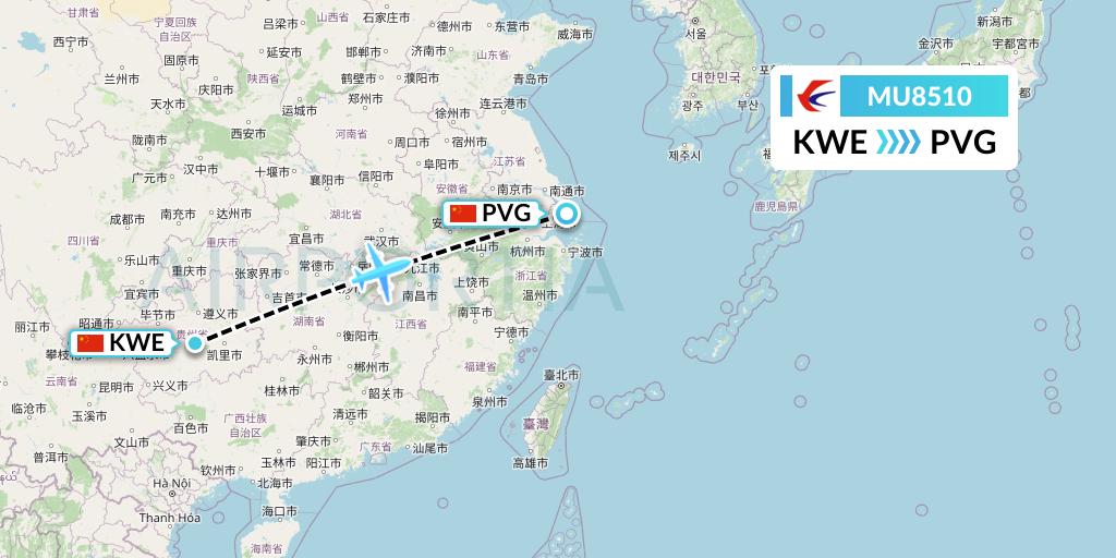 MU8510 China Eastern Airlines Flight Map: Guiyang to Shanghai