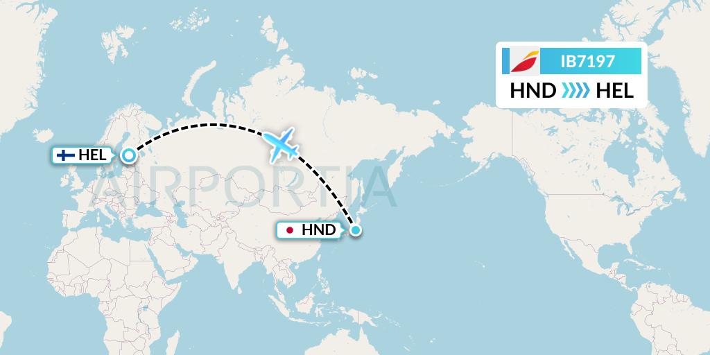 IB7197 Iberia Flight Map: Tokyo to Helsinki