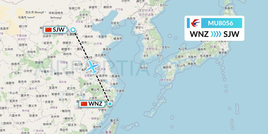MU8056 China Eastern Airlines Flight Map: Wenzhou to Shijiazhuang