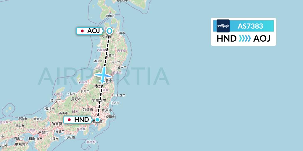 AS7383 Alaska Airlines Flight Map: Tokyo to Aomori