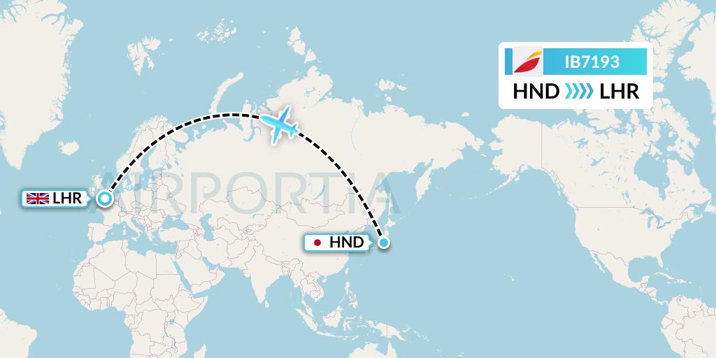 IB7193 Iberia Flight Map: Tokyo to London