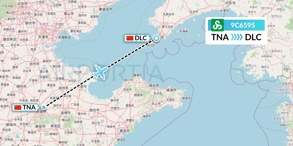 9C6595 Spring Airlines Flight Map: Jinan to Dalian