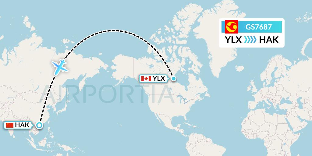 GS7687 Tianjin Airlines Flight Map: Long Point to Haikou