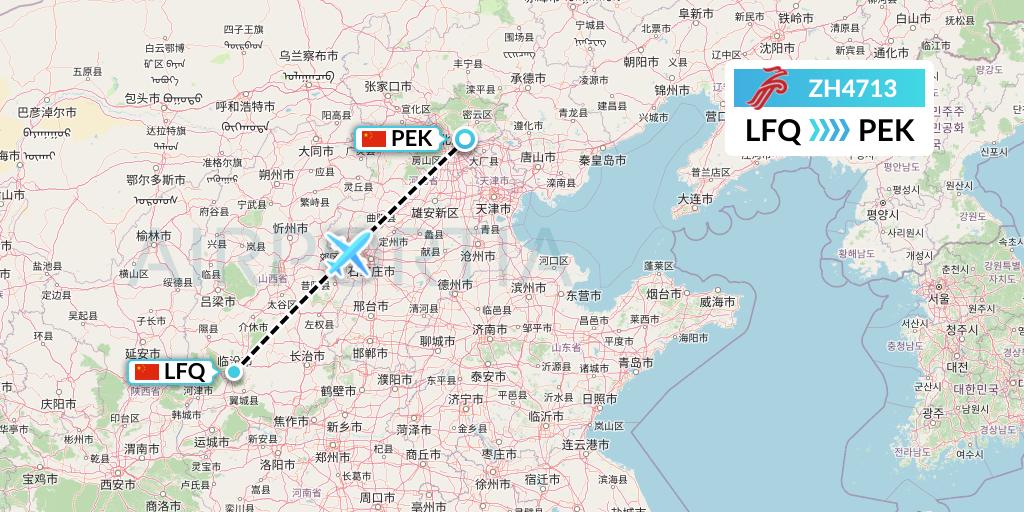 ZH4713 Shenzhen Airlines Flight Map: Yulin to Beijing