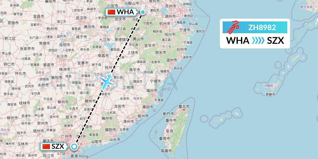 ZH8982 Shenzhen Airlines Flight Map: Wuhu to Shenzhen