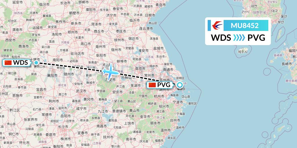 MU8452 China Eastern Airlines Flight Map: Shiyan to Shanghai