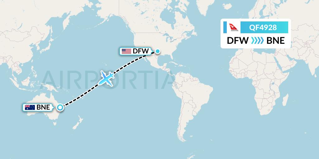 QF4928 Qantas Flight Map: Dallas to Brisbane