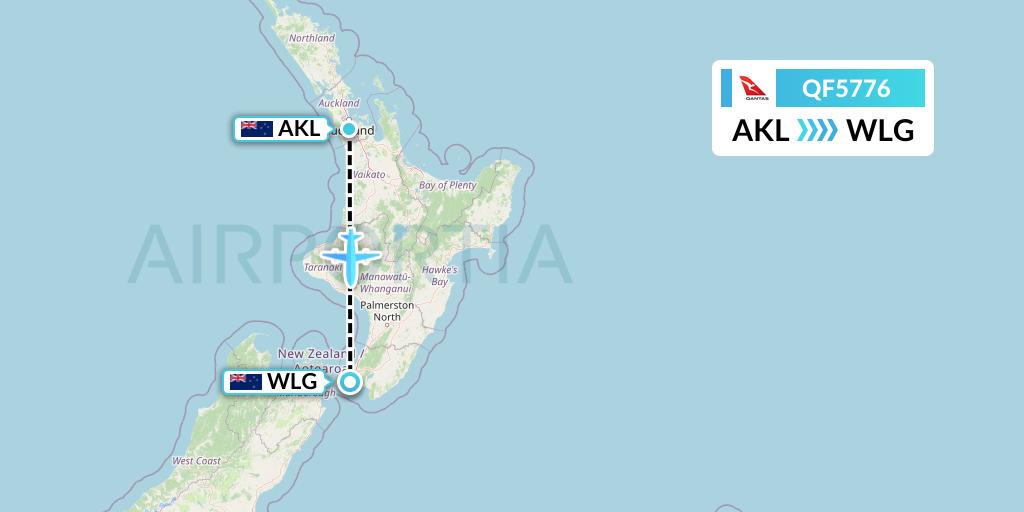 QF5776 Qantas Flight Map: Auckland to Wellington