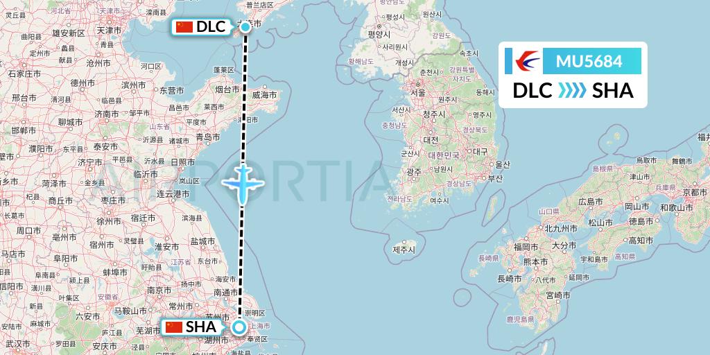 MU5684 China Eastern Airlines Flight Map: Dalian to Shanghai